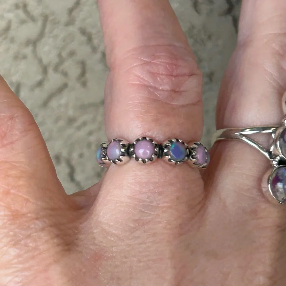 925 Sterling Silver Opal Eternity Ring
